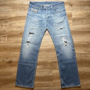 Vintage Diesel Rabox Jeans Men 33x32 Blue Relaxed Straight Patched Distress Y2K